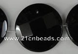 CBS300 15.5 inches 35mm faceted coin blackstone beads wholesale