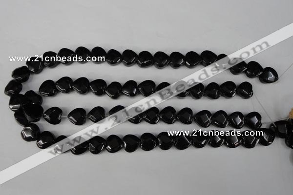 CBS303 15.5 inches 12*12mm faceted heart blackstone beads wholesale