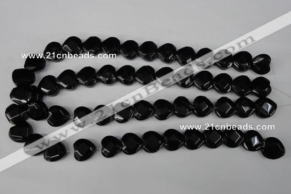 CBS305 15.5 inches 15*15mm faceted heart blackstone beads wholesale