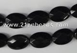 CBS310 15.5 inches 10*14mm faceted oval blackstone beads wholesale