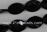 CBS312 15.5 inches 13*18mm faceted oval blackstone beads wholesale