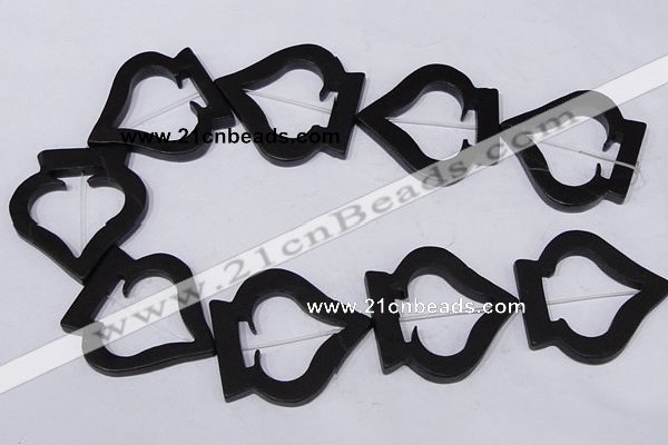 CBS33 15.5 inches 46*46mm heart black stone beads wholesale