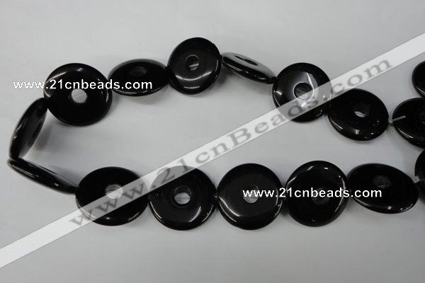 CBS338 15.5 inches 28mm donut blackstone beads wholesale