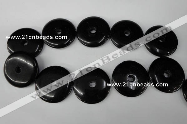 CBS340 15.5 inches 40mm donut blackstone beads wholesale