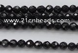 CBS503 15.5 inches 4mm faceted round A grade black spinel beads