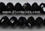 CBS516 15.5 inches 6*8mm faceted rondelle AA grade black spinel beads