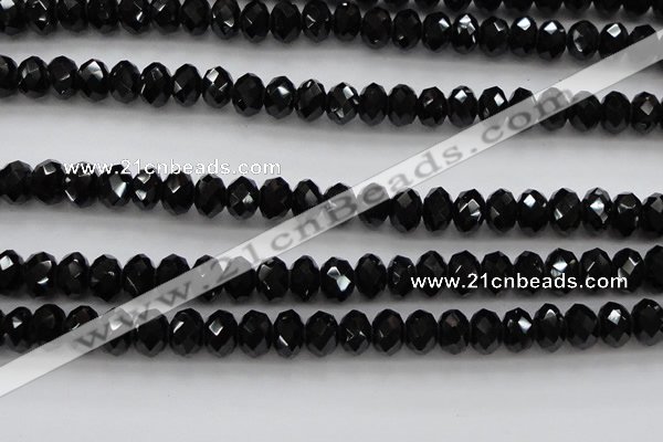 CBS516 15.5 inches 6*8mm faceted rondelle AA grade black spinel beads