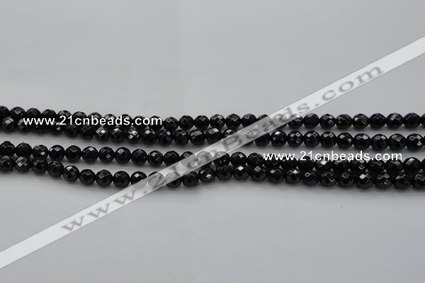 CBS522 15.5 inches 6mm faceted round A grade black spinel beads