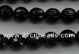 CBS523 15.5 inches 8mm faceted round A grade black spinel beads