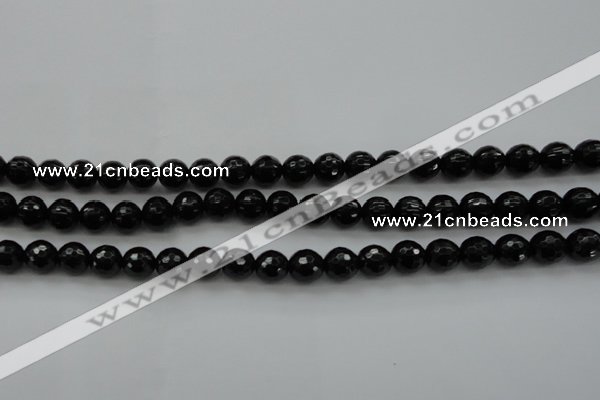 CBS523 15.5 inches 8mm faceted round A grade black spinel beads