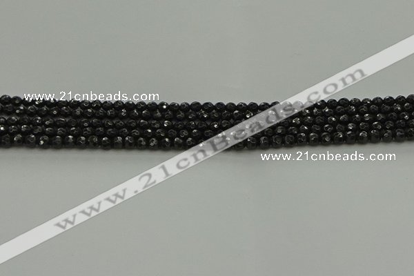 CBS534 15.5 inches 3mm faceted round black spinel beads