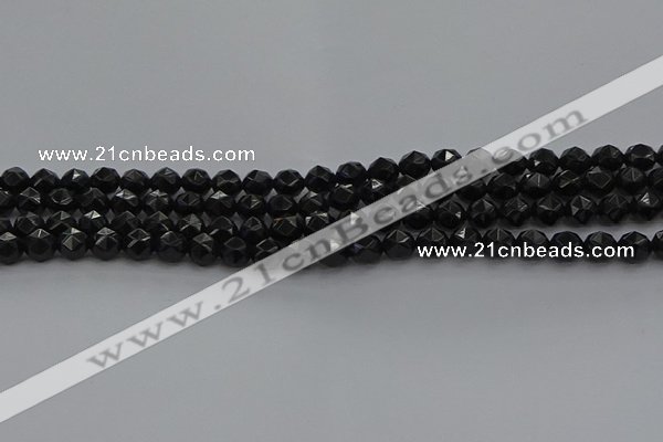 CBS536 15.5 inches 6mm faceted round black spinel beads