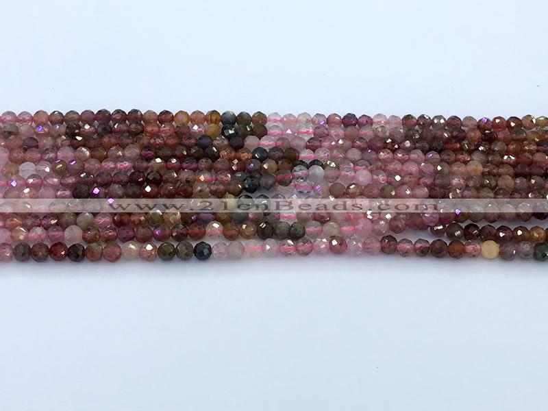CBS561 15 inches 4mm faceted round pink spinel beads