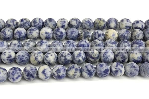 CBS619 15 inches 10mm round matte blue spot stone beads
