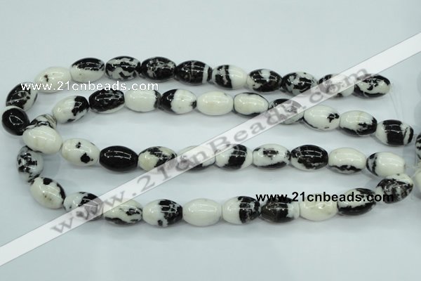 CBW120 15.5 inches 13*18mm rice black & white jasper beads