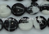 CBW144 15.5 inches 15mm flat round black & white jasper beads