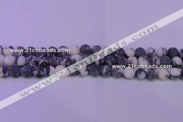 CBW151 15.5 inches 6mm round matte black & white jasper beads