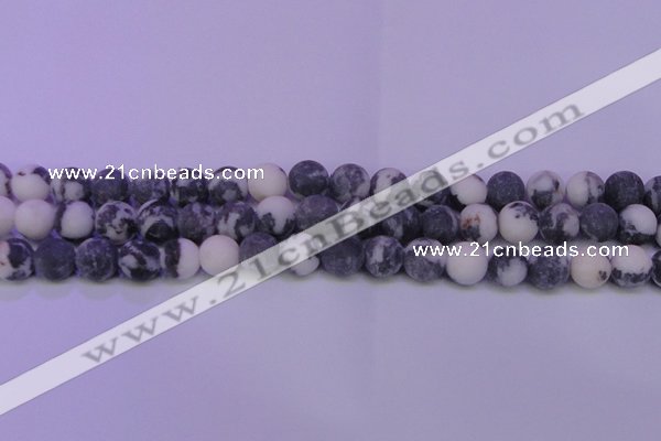 CBW155 15.5 inches 14mm round matte black & white jasper beads