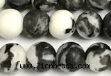 CBW191 15 inches 6mm round matte black & white jasper beads