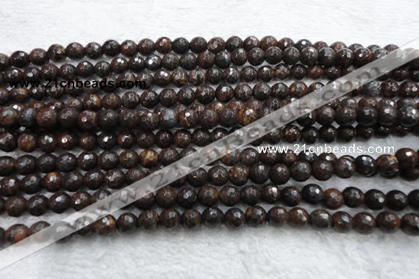 CBZ103 15.5 inches 6mm faceted round bronzite gemstone beads