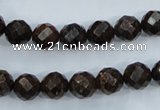 CBZ104 15.5 inches 8mm faceted round bronzite gemstone beads