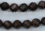 CBZ106 15.5 inches 12mm faceted round bronzite gemstone beads