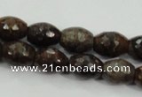 CBZ108 15.5 inches 10*13mm faceted rice bronzite gemstone beads