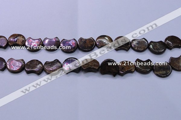 CBZ111 15.5 inches 15*18mm curved moon bronzite gemstone beads