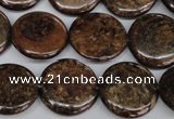 CBZ213 15.5 inches 20mm flat round bronzite gemstone beads