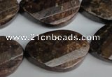 CBZ248 15.5 inches 20*30mm faceted & twisted oval bronzite gemstone beads