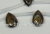 CBZ255 Top-drilled 8*12mm flat teardrop bronzite gemstone beads