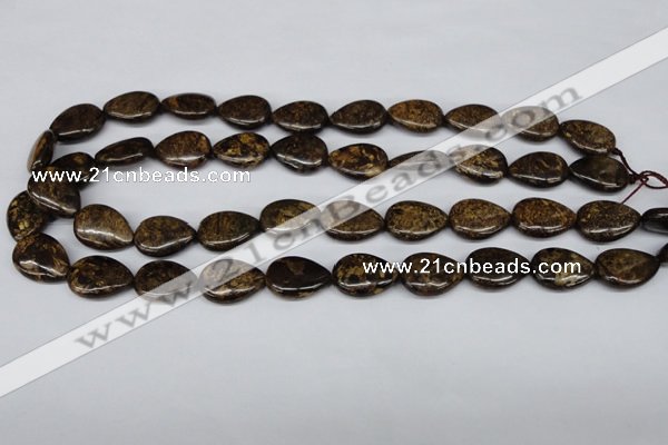 CBZ420 15.5 inches 13*18mm flat teardrop bronzite gemstone beads