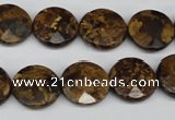 CBZ431 15.5 inches 15mm faceted coin bronzite gemstone beads