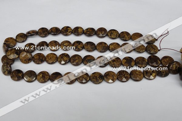 CBZ431 15.5 inches 15mm faceted coin bronzite gemstone beads