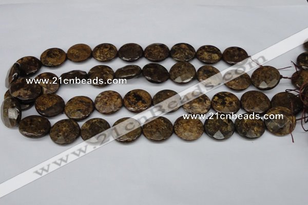 CBZ432 15.5 inches 18mm faceted coin bronzite gemstone beads