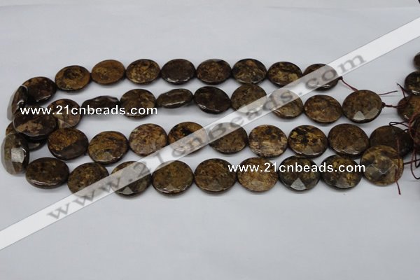 CBZ433 15.5 inches 20mm faceted coin bronzite gemstone beads