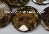 CBZ435 15.5 inches 30mm faceted coin bronzite gemstone beads