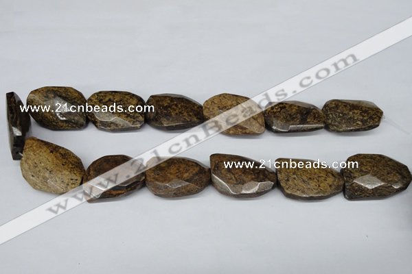 CBZ443 15.5 inches 23*32mm faceted & twisted rectangle bronzite beads