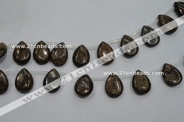 CBZ501 Top-drilled 12*16mm flat teardrop bronzite gemstone beads