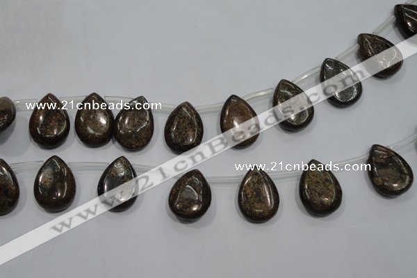 CBZ501 Top-drilled 12*16mm flat teardrop bronzite gemstone beads