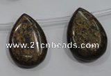 CBZ502 Top-drilled 13*18mm flat teardrop bronzite gemstone beads