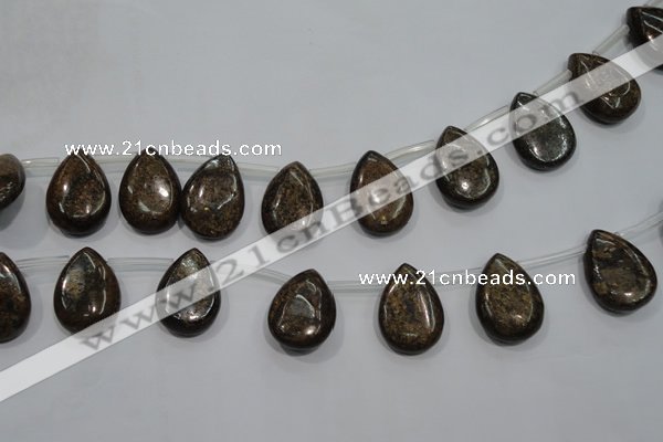 CBZ502 Top-drilled 13*18mm flat teardrop bronzite gemstone beads