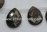 CBZ506 Top-drilled 12*16mm faceted flat teardrop bronzite gemstone beads