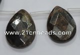 CBZ508 Top-drilled 15*20mm faceted flat teardrop bronzite gemstone beads