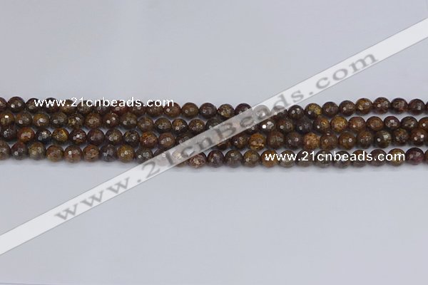 CBZ610 15.5 inches 4mm faceted round bronzite gemstone beads