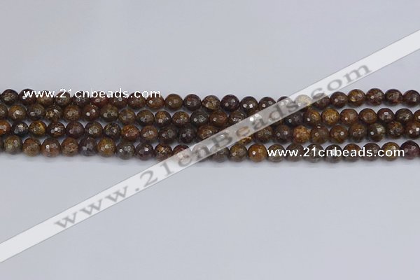 CBZ611 15.5 inches 6mm faceted round bronzite gemstone beads