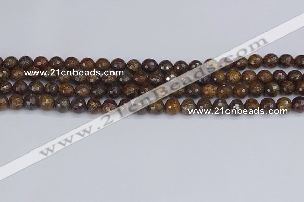 CBZ612 15.5 inches 8mm faceted round bronzite gemstone beads