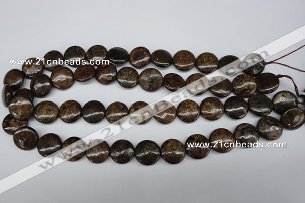 CBZ73 15.5 inches 16mm flat round bronzite gemstone beads