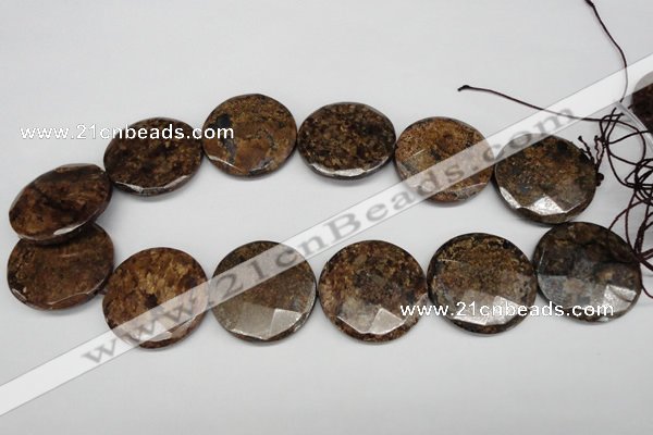 CBZ85 15.5 inches 32mm faceted coin bronzite gemstone beads