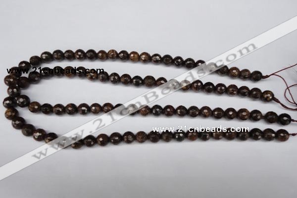 CBZ94 15.5 inches 8mm faceted round bronzite gemstone beads